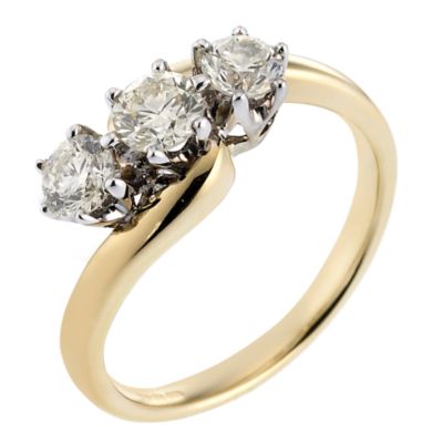18ct Gold Half Carat Diamond Trilogy Ring | H.Samuel