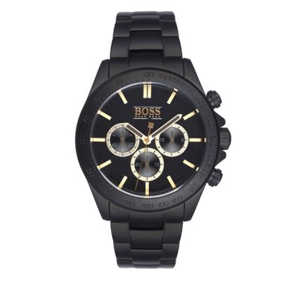 Hugo Boss men's ion-plated black and gold bracelet watch - Ernest Jones