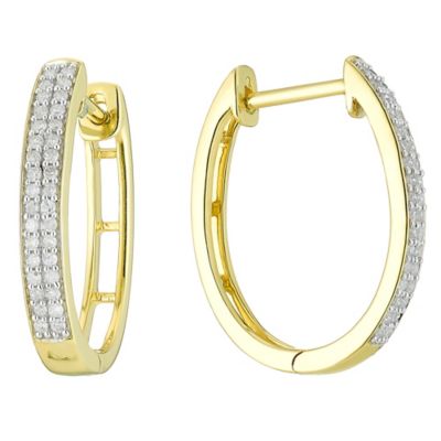 9ct Gold 1/5 Carat Diamond Hoop Earrings | H.Samuel