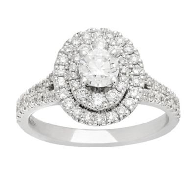 Neil Lane platinum 1.13ct oval cut diamond halo ring - Ernest Jones