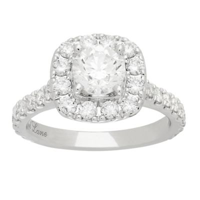 Neil Lane platinum 1.90ct round cut diamond halo ring - Ernest Jones