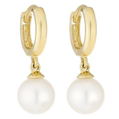 9ct Gold Cultured Freshwater Pearl Hoop Earrings | H.Samuel