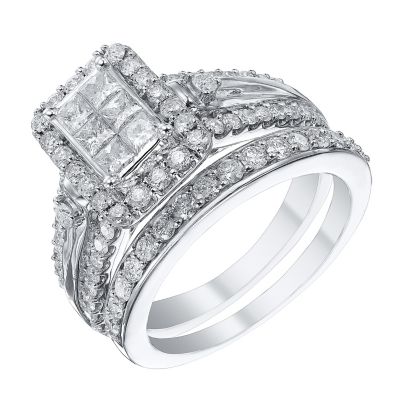 9ct White Gold 1.25 Carat Diamond Bridal Ring Set | H.Samuel