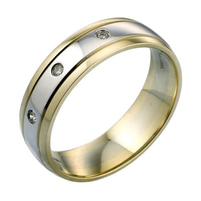 Men's 9ct Two Colour Gold Diamond Ring | H.Samuel