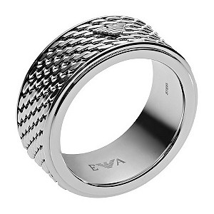 Emporio Armani Men's Stainless Steel Ring U - Ernest Jones
