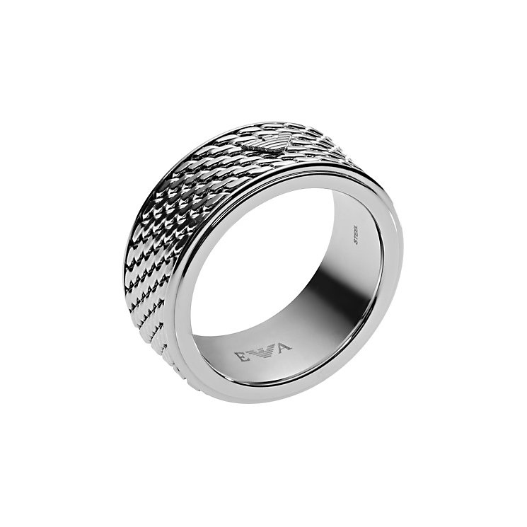 Emporio Armani Men's Stainless Steel Ring U - Ernest Jones