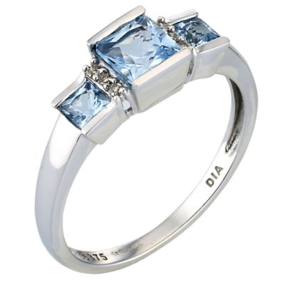 9ct Blue Topaz & Diamond Ring | H.Samuel