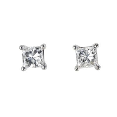 18ct white gold half carat diamond stud earrings - Ernest Jones