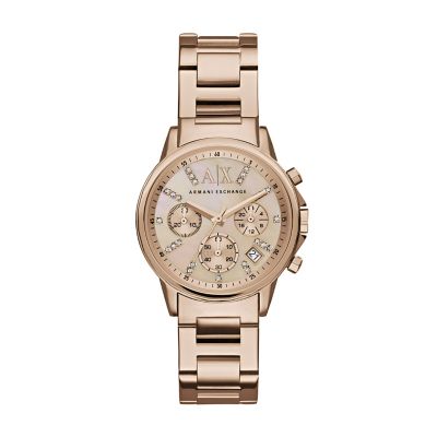 Armani Exchange Ladies' Rose Gold-Plated Bracelet Watch | H.Samuel
