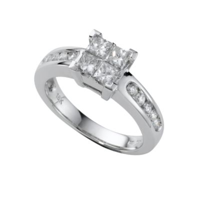 18ct white gold one carat princess cut diamond ring - Ernest Jones