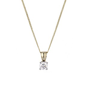 9ct Yellow Gold 1/4 Carat Solitaire Diamond Necklace - H ...