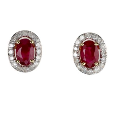 18ct gold ruby and diamond earrings - Ernest Jones