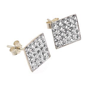9ct Gold Crystal Square Stud Earrings | H.Samuel