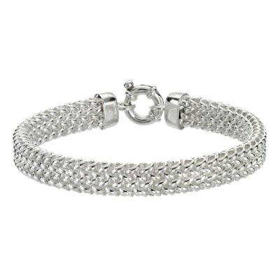 Sterling silver woven mesh bracelet - Ernest Jones