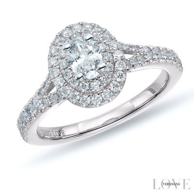 Vera Wang Platinum 0.75ct Diamond Double Halo Ring - Ernest Jones