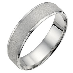 Platinum polished and matt wedding ring - Ernest Jones