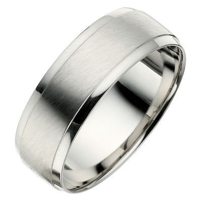 Palladium 950 7mm matt & polished ring - Ernest Jones