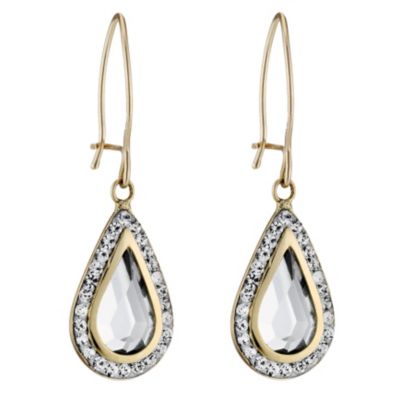 9ct gold crystal drop earrings