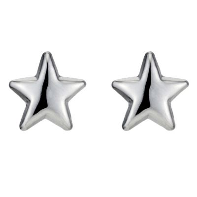 9ct White Gold Star Stud Earrings | H.Samuel
