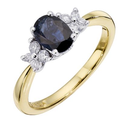 9ct Yellow Gold Sapphire & Diamond Ring | H.Samuel
