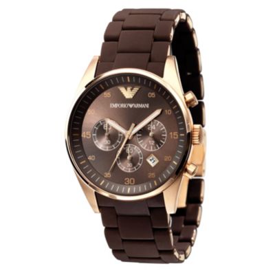 Emporio Armani men's chocolate bracelet watch - Ernest Jones