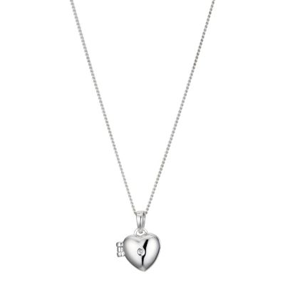 Children's Silver Diamond Heart Locket | H.Samuel