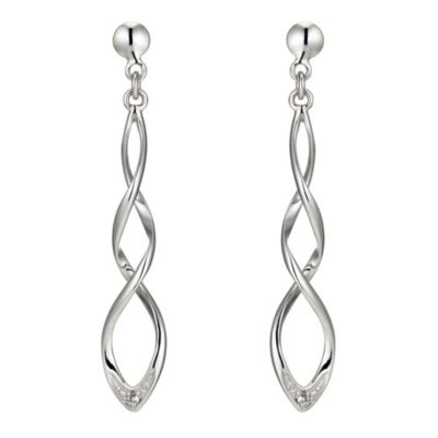 9ct white gold diamond dangle earrings - Ernest Jones