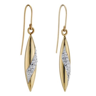9ct Yellow Gold & Crystal Drop Earrings | H.Samuel