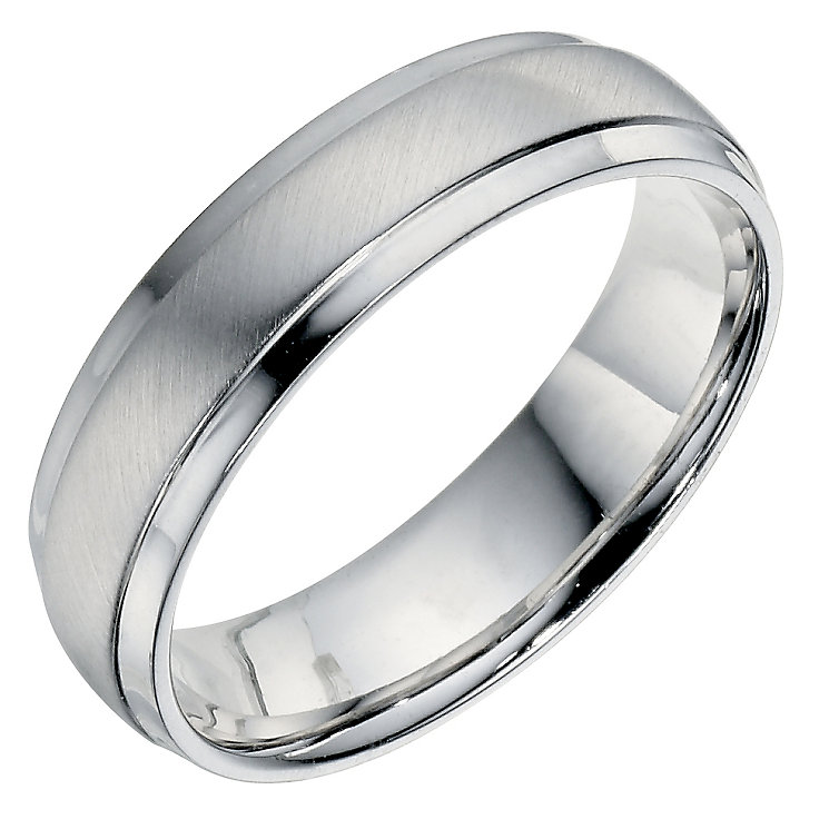 Men's Sterling Silver 5mm Matt & Polished Ring | H.Samuel