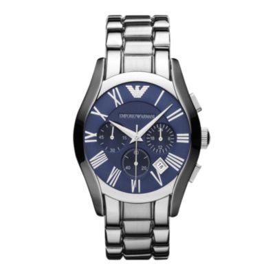Emporio Armani men's chronograph blue dial bracelet watch - Ernest Jones