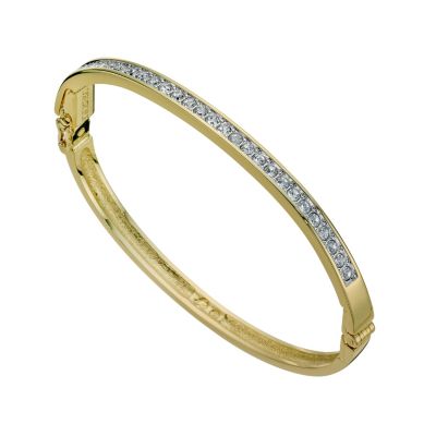 Swarovski channel set gold plated bangle - Ernest Jones