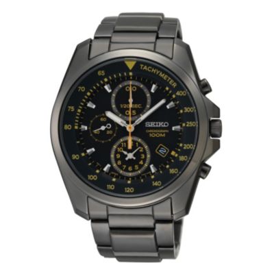 Seiko Men's Chronograph Black Ion Plated Bracelet Watch | H.Samuel