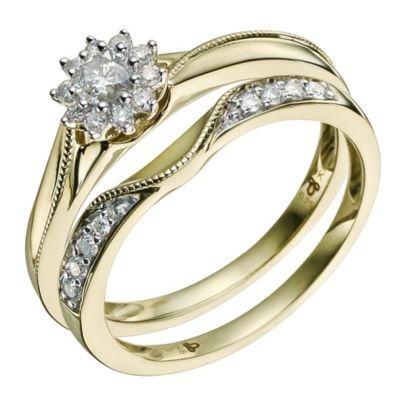 9ct Yellow Gold 1/3 Carat Diamond Bridal Set | H.Samuel
