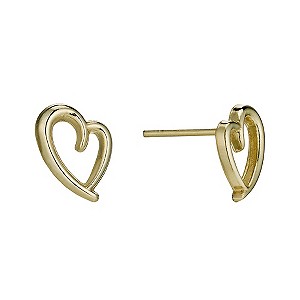9ct Yellow Gold Heart Stud Earrings | H.Samuel