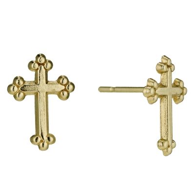 9ct Gold Cross Stud Earrings | H.Samuel