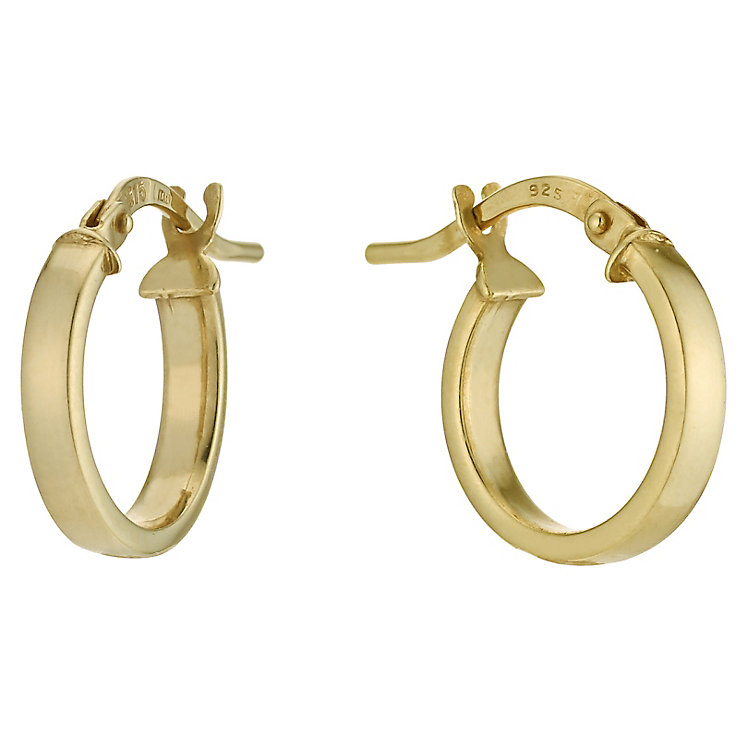 Together Bonded Silver & 9ct Gold 10mm Creole Hoop Earrings | H.Samuel