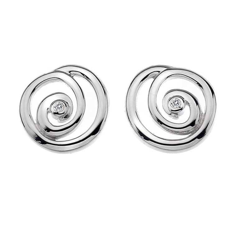 Hot Diamonds silver diamond organic spiral earrings - Ernest Jones