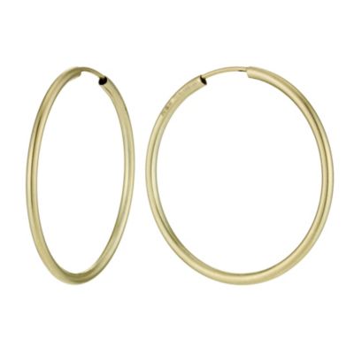 Together Bonded Silver & 9ct Gold Hoop Earrings 35mm | H.Samuel