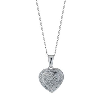 9ct white gold 0.20ct diamond heart pendant necklace - Ernest Jones