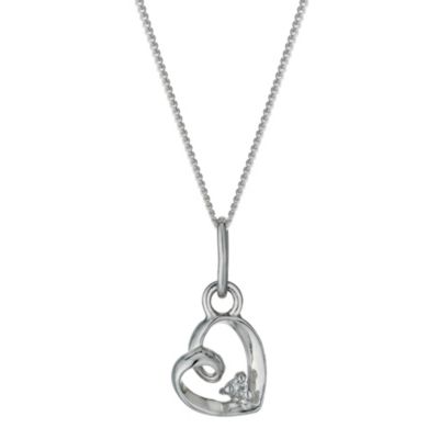 Sterling Silver & Cubic Zirconia Loop Heart Pendant Necklace | H.Samuel